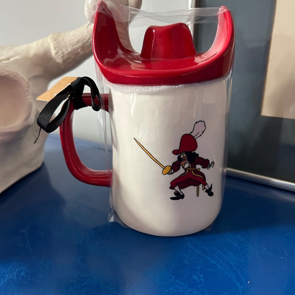 Disney Rae Dunn Peter Pan Captain Hook Double Sided Mug with Hat Topped Lid - Picture 2 of 7